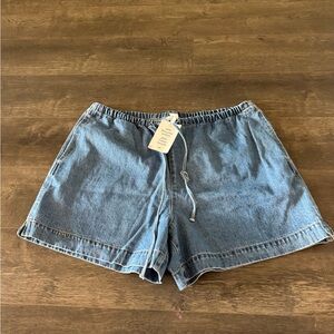 H&M Light Blue Elastic Waist Denim Shorts